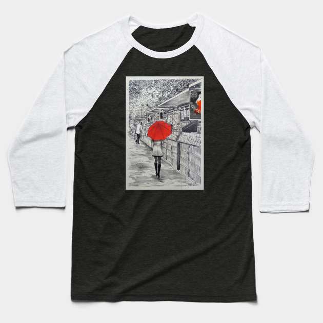 Booksellers along the Seine Baseball T-Shirt by Loui Jover 